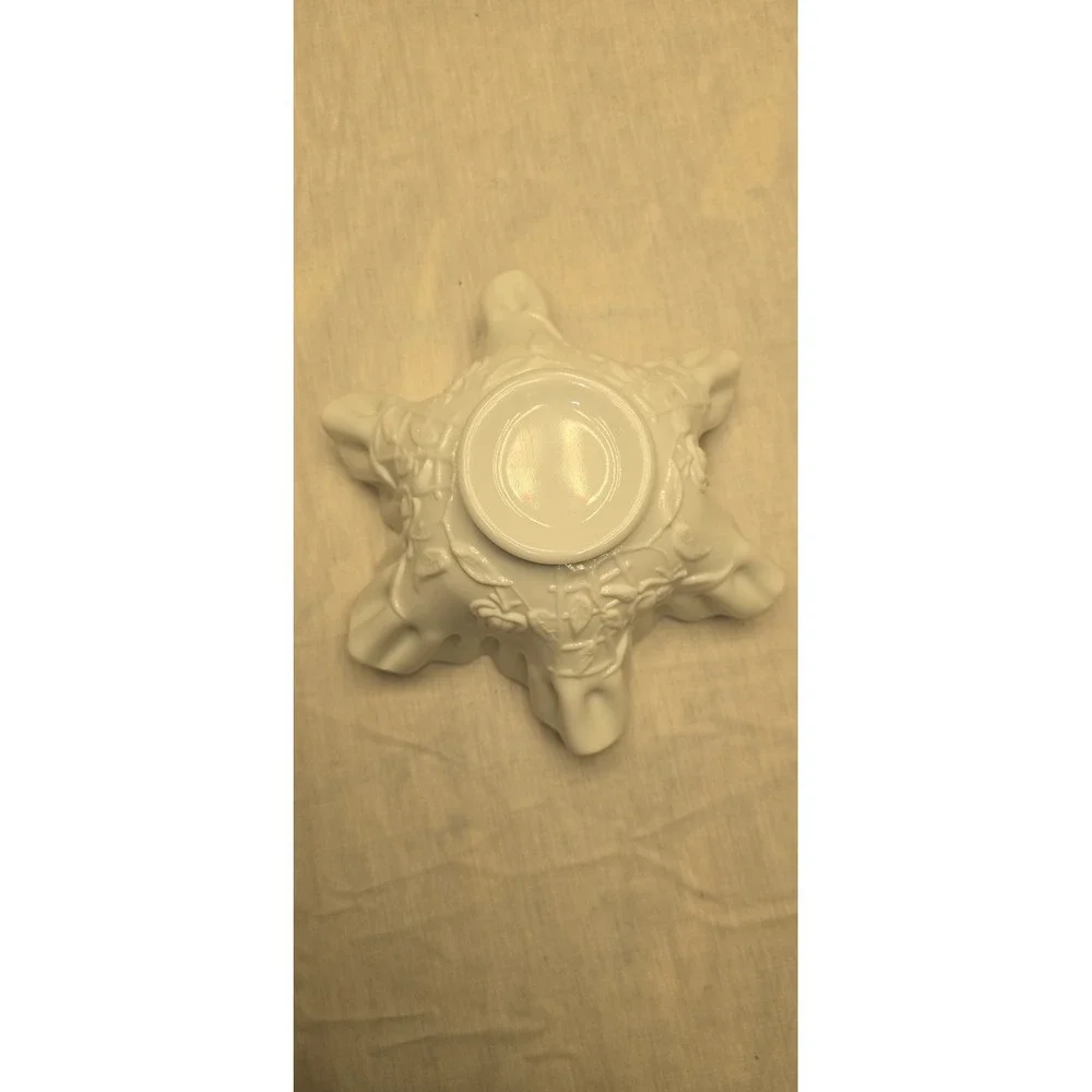 Vintage Milk Glass With Roses And Ruffle Rim - Picture 7 of 11